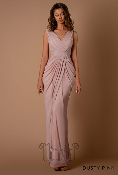 Nicoletta Bridesmaids Callie Mesh Gown NBM1001 in Dusty Pink / Pinks