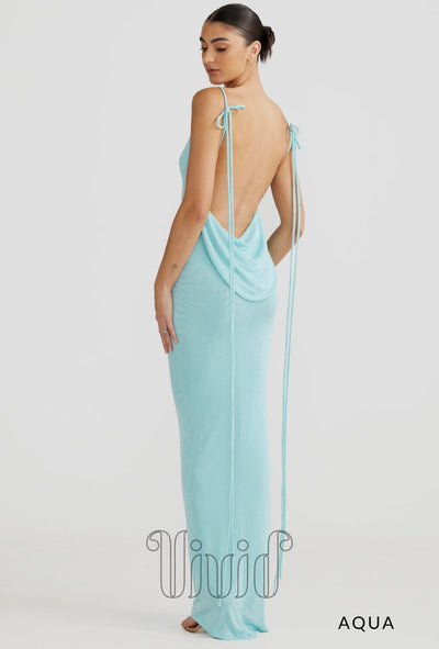 Melani The Label Cristina Gown in Aqua / Blues