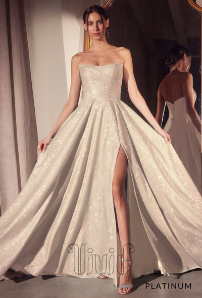 Vivid Dresses Delfina Gown in Platinum / Silvers