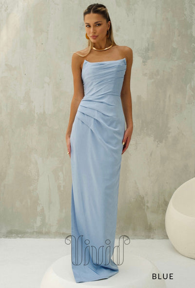 Nicoletta Bridesmaids Giovanna Fitted Gown NBM1034 in Blue / Blues