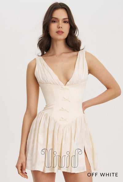 Vivid Formal Lottie Mini Dress in Off White / Whites