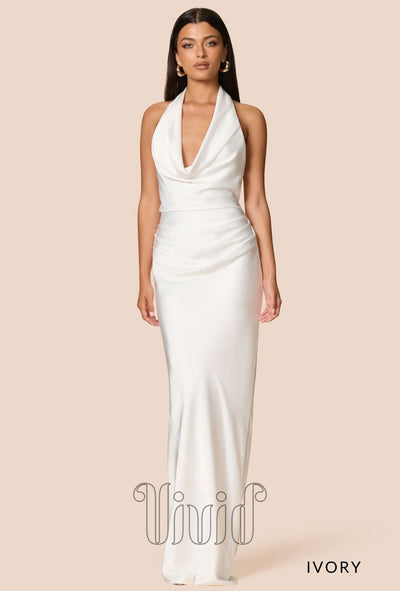 Nookie Penelope Drape Gown in Ivory / Whites
