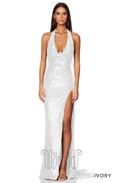 Nookie Sensation Plunge Gown in Ivory / Whites