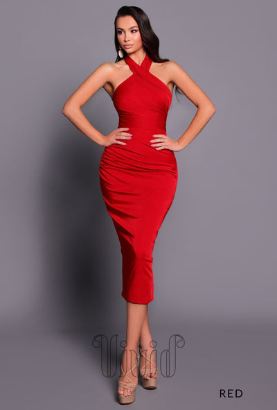 Nicoletta Bridesmaids Victoria Midi Dress NBM2013 in Red / Reds