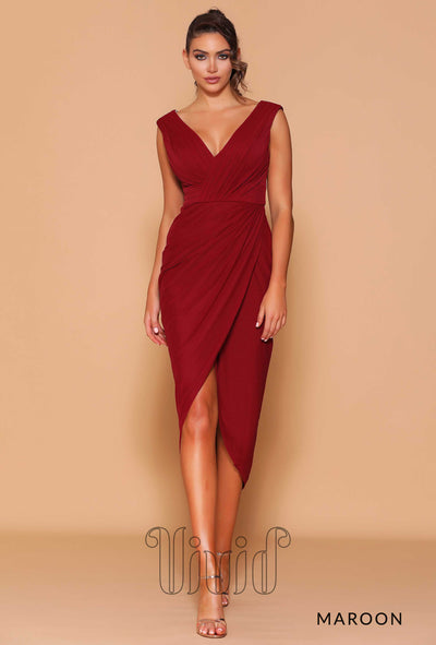 Les Demoiselle Callie Mesh Midi LD1115 in Maroon / Reds