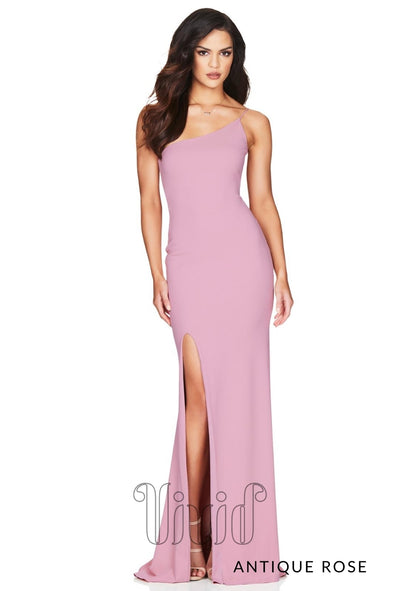 Nookie Jasmine One Shoulder Gown in Antique Rose / Pinks